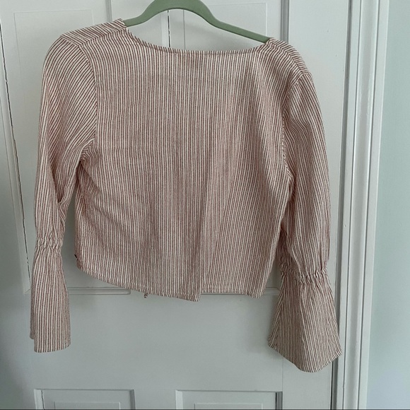 Roxy White Orange Long Sleeve Button Up Small - Picture 2 of 3